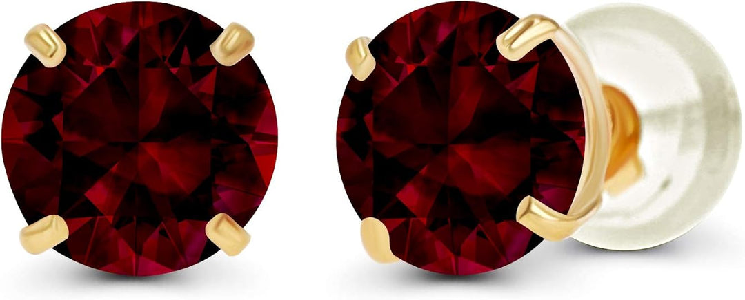Ruby Round Stud Earrings | Gold - Mijn winkel