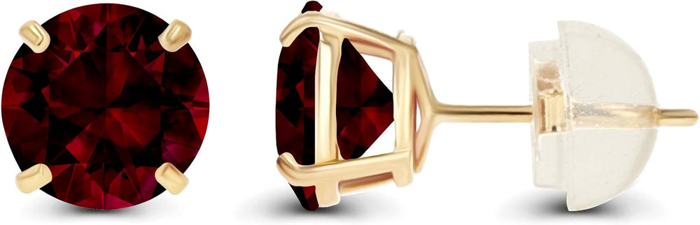 Ruby Round Stud Earrings | Gold - Mijn winkel