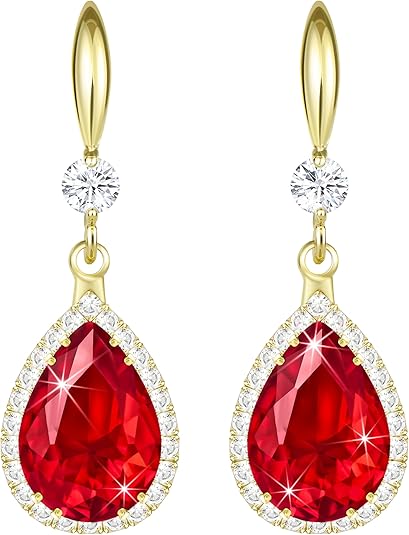 Ruby Teardrop Earrings | Gold - Mijn winkel