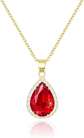 Ruby Teardrop Pendant Necklace | Gold - Mijn winkel