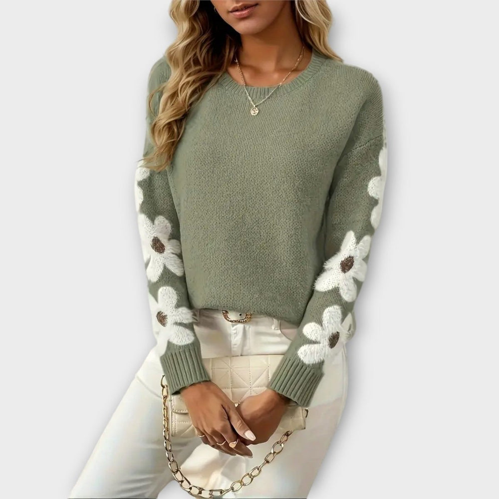 Silke | Soft Knit Sweater with Floral Design - Mijn winkel