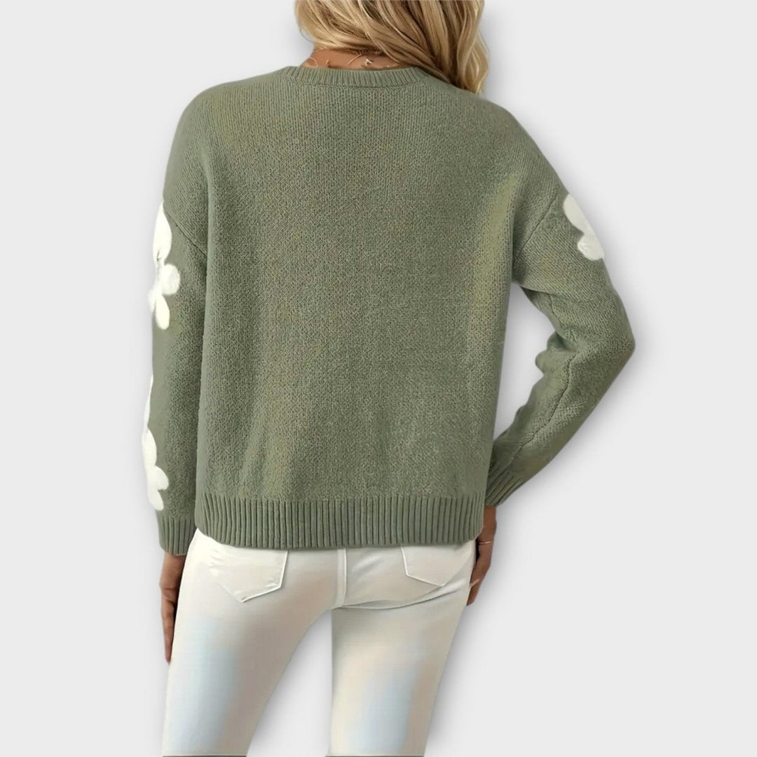 Silke | Soft Knit Sweater with Floral Design - Mijn winkel