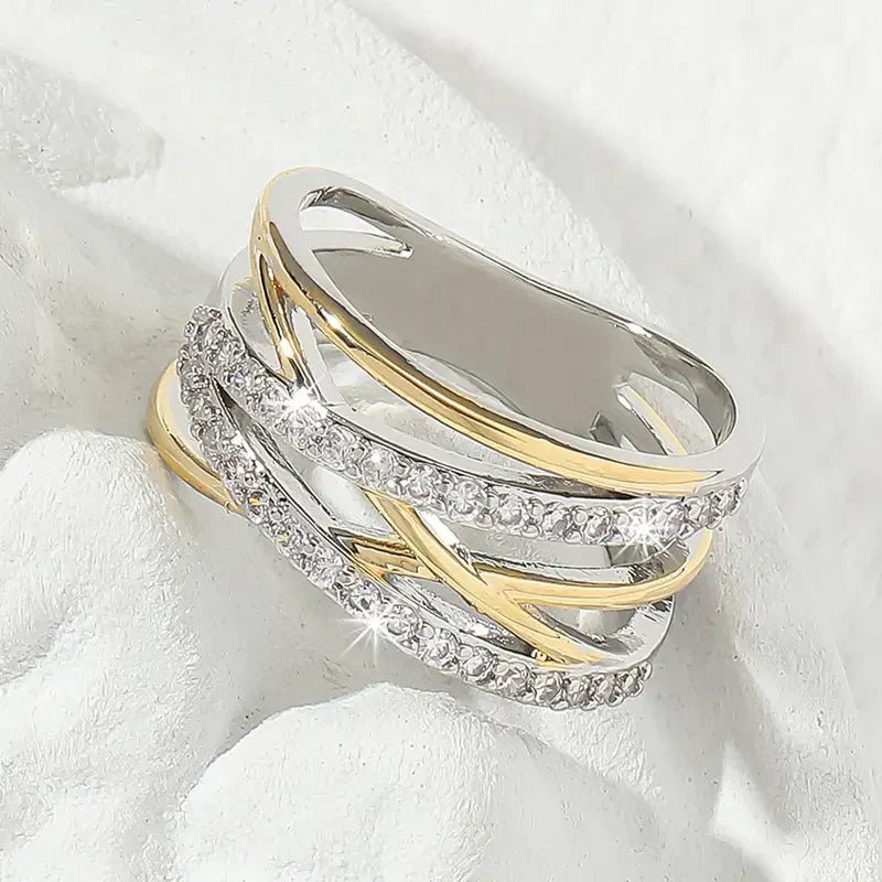 SilverGold Radiance Zirconia Ring | Mixed Gold - Mijn winkel