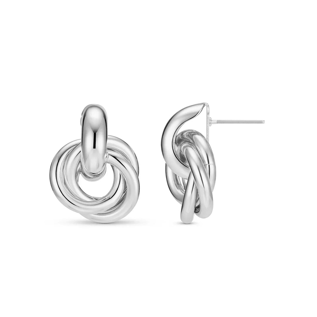 Statement Interlocking Earrings | White Gold - Mijn winkel