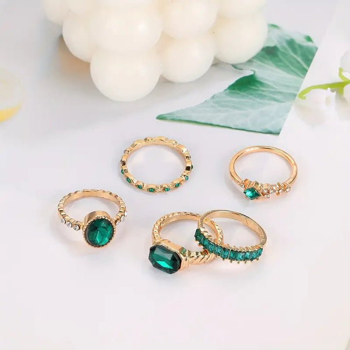 Zarina Exquisite Emerald Ring Set | Gold - Mijn winkel