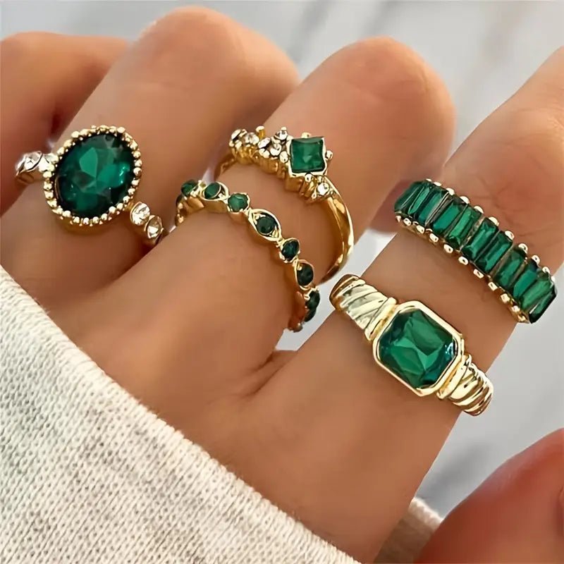 Zarina Exquisite Emerald Ring Set | Gold - Mijn winkel