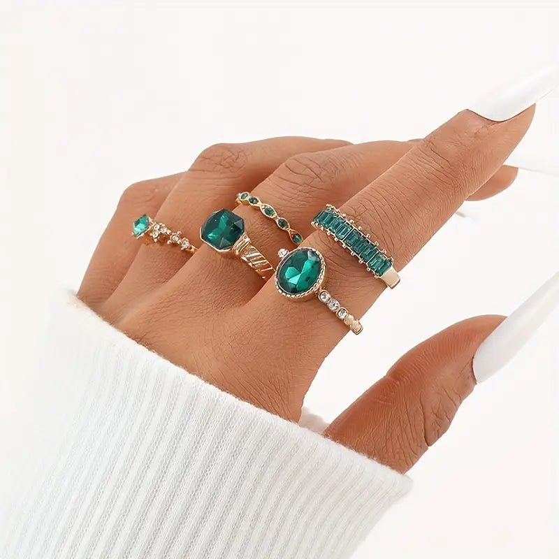 Zarina Exquisite Emerald Ring Set | Gold - Mijn winkel