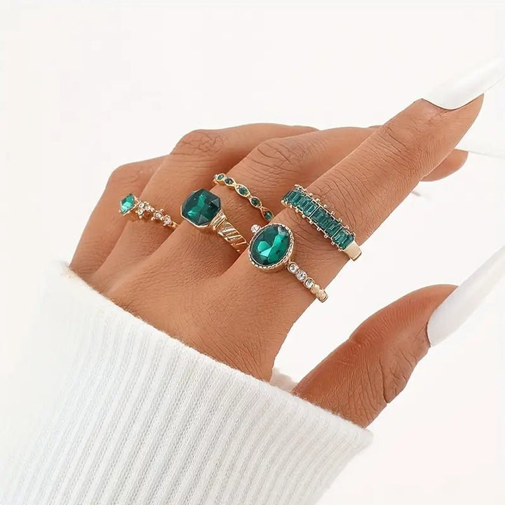 Zarina Exquisite Emerald Ring Set | Gold - Mijn winkel