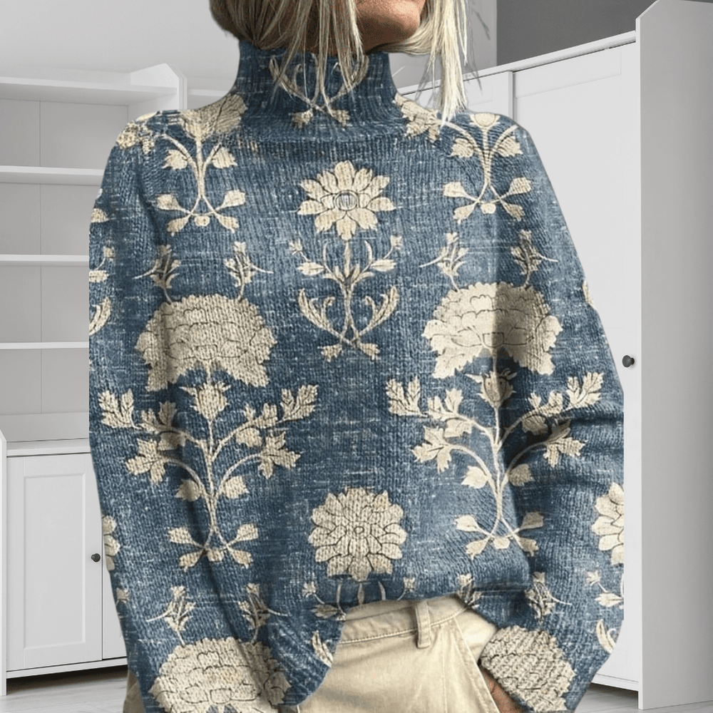 Zoe | Warm Floral Turtleneck - Mijn winkel