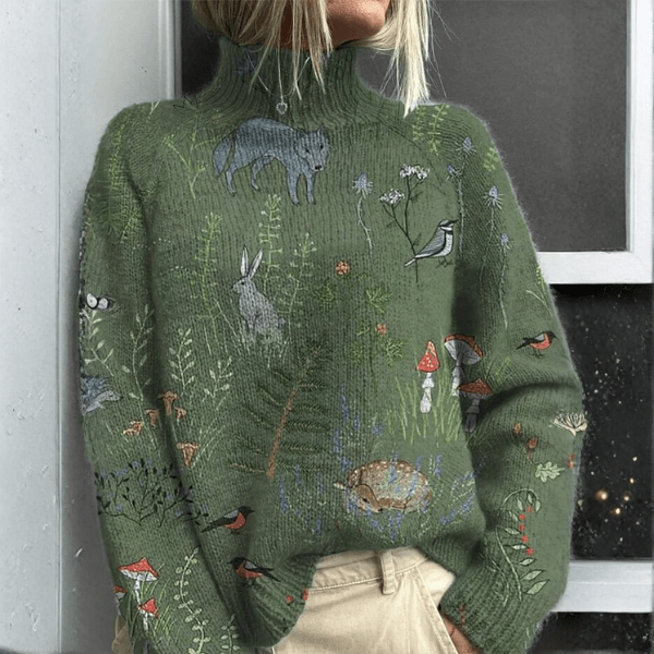 Zoe | Warm Floral Turtleneck - Mijn winkel